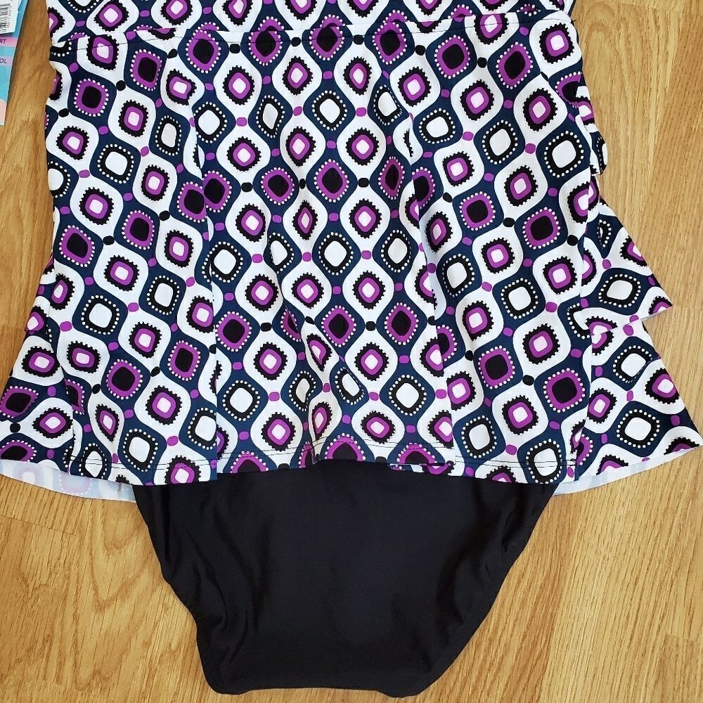 Swim Solutions Jewels Tiered Tummy Control 1-Piece - Picture 10 of 16